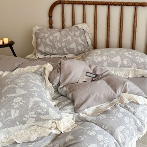 Set di Biancheria da <span class=keywords><strong>Letto</strong></span> in Cotone e Lino Stile <span class=keywords><strong>Francese</strong></span>, <span class=keywords><strong>Lenzuola</strong></span> di Lusso Vintage con Bordi in Pizzo e Ricami Jacquard - Product Image 4