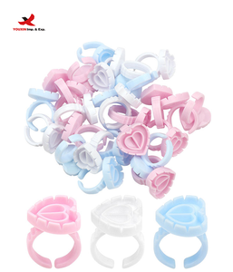 Anillos de Pegamento para Pestañas de Plástico Portátiles con Descuento, 100 Piezas/Bolsa, Fácil Aplicación, Forma de Corazón, Extensiones de Pestañas - Product Image 2