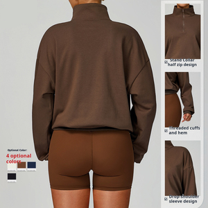 Automne et hiver <span class=keywords><strong>sweat</strong></span> <span class=keywords><strong>à</strong></span> <span class=keywords><strong>capuche</strong></span> zippé décontracté ample coupe-vent <span class=keywords><strong>chaud</strong></span> <span class=keywords><strong>sweat</strong></span> <span class=keywords><strong>à</strong></span> <span class=keywords><strong>capuche</strong></span> polyvalent femmes course et Fitness vêtements de sport - Product Image 4