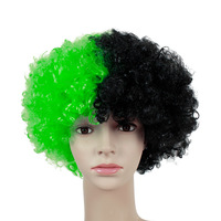 Coloré Clown Perruques Nouvel An Football Fan Décoration Cheveux Perruques Carnaval Drôle Football Jeu Props Drapeau Couleur Perruques