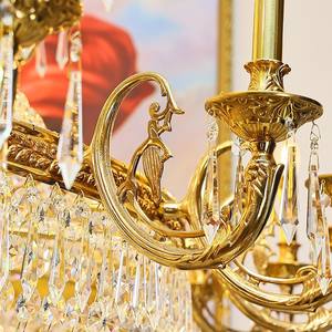 Lámpara de araña de cristal dorado grande de lujo personalizada, candelabros de lujo de nuevo diseño para Villa Banque Hall, altura ajustable - Product Image 6
