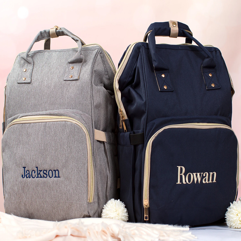 Индивидуальный подарок для мамы, прочный хлопковый холщовый рюкзак для детских подгузников Monogrammed