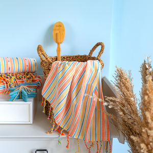 Lujo 100% algodón turco Peshtemal rayas Fouta ecológico secado rápido sin arena gimnasio playa toalla suave absorbente logotipo personalizado - Product Image 4