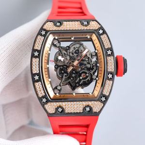 Montre mécanique <span class=keywords><strong>de</strong></span> luxe pour homme, forme <span class=keywords><strong>tonneau</strong></span>, avec cadran ajouré et lunette incrustée <span class=keywords><strong>de</strong></span> diamants, design tendance, décontractée, avec éclairage nocturne - Product Image 4