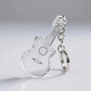 Llavero transparente de guitarra al por mayor con colgante de mariposa y rosa para bolso - Product Image 5