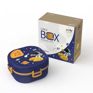 Bpa Free Stainless Steel Cute Plastic Lid Microwave Safe Insulated School Bento <b>Box</b> 3 Compartments <b>Foldable</b> Portable Lunch <b>Box</b> - Product Image 6