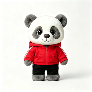 Peluche <span class=keywords><strong>Panda</strong></span> Grigio e Bianco con Felpa Rossa con Zip, Regalo Festivo, Souvenir, Giocattolo di Peluche <span class=keywords><strong>Panda</strong></span> - Product Image 1