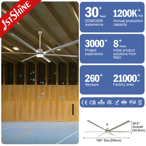 1stshineシーリングファン工業用スペース大100インチ大気流冷却金属ブレード天井ファンライト - Product Image 3