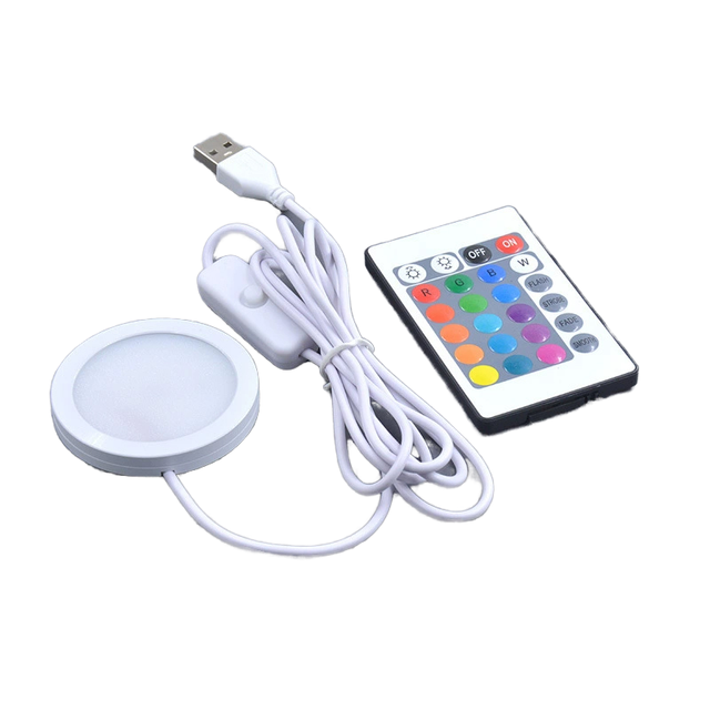 USB RGB LED Cabinet Light Kit with Surface Mount Dimmable Remote Control for Kitchen Use
