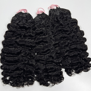 Cabello rizado de ganchillo, cabello humano negro natural, rizos suaves y elásticos, ligeros, pre-enlazados, para estilos de trenzas bohemias. - Product Image 3