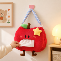 Adorable Housse de Boîte à Mouchoirs Murale en Peluche Coton Pomme Multifonction pour Chambre d'Enfant, Chambre à Coucher, Décoration Intérieure