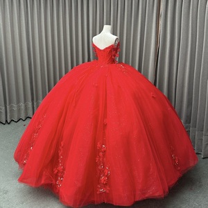 <span class=keywords><strong>Vestido</strong></span> <span class=keywords><strong>Rojo</strong></span> de Quinceañera para Niñas, Estilo Princesa, <span class=keywords><strong>Vestido</strong></span> de <span class=keywords><strong>Fiesta</strong></span> de 16 Años, Encaje, Cuentas, Tul, Chifón, Vestidos de 15 Años - Product Image 3
