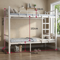 Lit superposé double en fer robuste et simple avec échelle, solution tout-en-un pour projets universitaires, mobilier de dortoir de luxe pour personnel scolaire