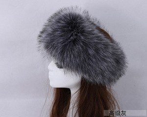 De cuero de mujer de piel de zorro pelo bandana y vacía sombrero de la sra. Chao círculo negro de peluche accesorios para - Product Image 6