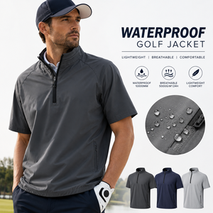 Chaqueta de Golf Impermeable de Manga Corta para Hombre, Cortavientos Ligero, Resistente al Agua, con Cierre de Cremallera, Logotipo Personalizado OEM - Product Image 1