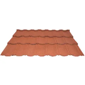 Carreaux de toit en métal, pierre brune, enduit de pierre, plastique