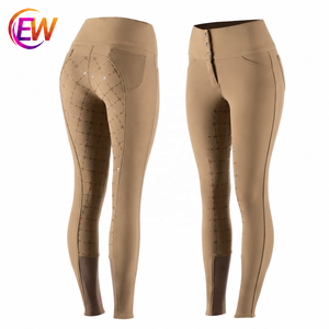 EW Pantalon d'équitation pour femme taille haute avec assise intégrale en silicone, extensible, avec poches - Product Image 1