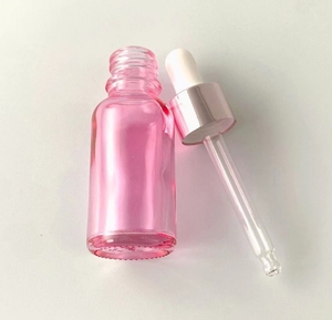 Nouvelles bouteilles d'huile scintillantes cosmétiques vides en verre rose clair avec <span class=keywords><strong>pipette</strong></span> compte-gouttes en or rose rose - Product Image 4