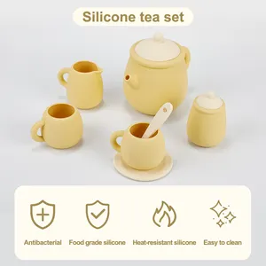 2024 Factory Sale Bpa Free Eco Friendly Silicone Kitchen Playing Tea Toy Baby Play Tea Set Toy For Kid