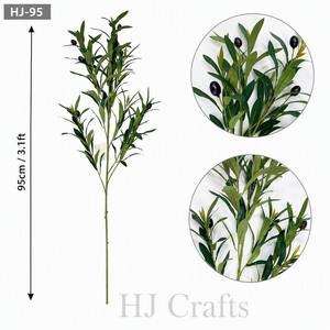 <span class=keywords><strong>Tige</strong></span> de verdure artificielle de luxe écologique, longue, vert olive, 95 cm, avec olives noires, pour arrangements floraux, vases de maison et tables de cérémonie - Product Image 2