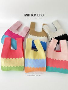 Bolsas de Compras de Tricô Feitas à Mão, Bolsa de Pulso de Alta Capacidade, Bolsa de Tricô Fofa para Meninas - Product Image 4