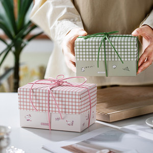 Boîtes en papier, boîtes cadeaux, emballages personnalisés, emballages en papier, ruban à carreaux <span class=keywords><strong>Vichy</strong></span>, nœud, dessin animé mignon, boulangerie, vente en gros - Product Image 3