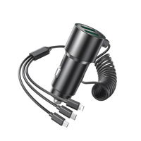 Pengisi daya mobil multifungsi, pengisi daya ponsel 5 IN 1 dengan lampu 3 IN 1 dengan port USB ganda untuk ponsel