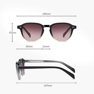 Gafas de sol redondas unisex <span class=keywords><strong>Vogue</strong></span> clásicas con <span class=keywords><strong>lentes</strong></span> TAC polarizadas con tinte degradado Diseño de moda geométrica de moda Marco negro - Product Image 4
