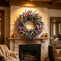 Guirlande de fleurs artificielles de lavande, décoration papillon violet, pour porte d'entrée, mariage, remise de diplôme, Noël, style ferme, écologique