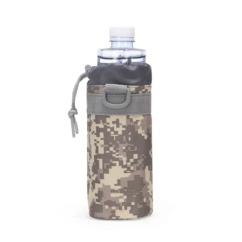 Bolsa de viaje para botella de agua de lona, bolsa táctica para caza, MOLLE, campamento