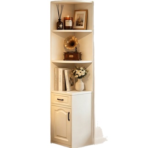Mueble Esquinero Triangular de Diseño Vintage con Estantes Abiertos de Varios Niveles y Cajón con Puerta de Panel Elevado, Librería Esquinera que Ahorra Espacio - Product Image 6