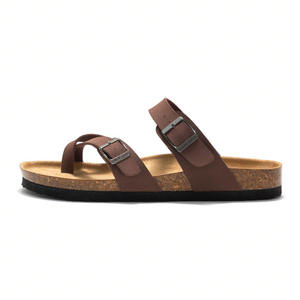 Zapatos de moda para hombre, sandalias planas de cuero, pantuflas de corcho para mujer, zapatos de estilo para caminar por la playa al aire libre, zapatos de plataforma antideslizantes. - Product Image 1