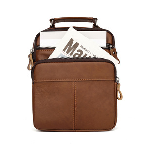 Men's Genuine Leather Crossbody <b>Bag</b> <b>Small</b> Durable Everyday Use Brown - Product Image 5