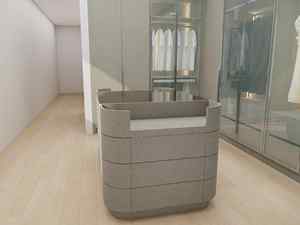 Armoire complète de luxe en bois, armoire principale avec tiroirs, panneaux de particules mélaminés, armoire de chambre à coucher avec porte en verre - Product Image 3