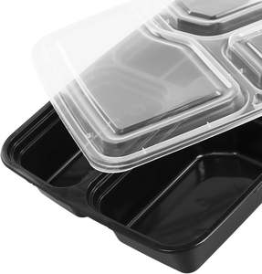 ภาชนะบรรจุอาหารพลาสติกแบบใช้แล้วทิ้งแบบวางซ้อนกันได้สำหรับ150สีดำ3ช่องเข้าไมโครเวฟได้ - Product Image 3
