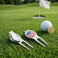 Outil de réparation de divots de golf magnétique 3-en-1 en alliage de zinc avec logo personnalisé, clip pour chapeau et marqueur de balle, durable, pour hommes et femmes, cadeau de golf