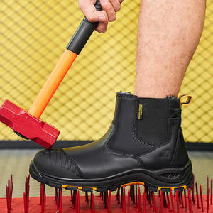 Botas de Seguridad L608 OEM ODM Impermeables de Cuero de Grano Completo, Color Negro, con Puntera de Material Compuesto, Corte Medio, Sin Metal, Botas de Trabajo Chelsea para Minería - Product Image 2