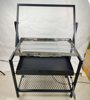 Gril de Barbecue Portable Rotatif Manuel à Retournement pour Cuisson de Viande en Extérieur/Cour avec Panier