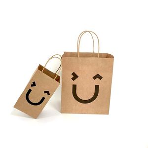 Sacs en papier kraft biodégradables et recyclables personnalisés, écologiques, avec poignées torsadées, impression de logo, marron, pour la restauration - Product Image 3