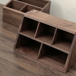 6-Compartment Solid Walnut Storage Box Makeup <strong>Remote</strong> Control Comb <strong>Organizer</strong> <strong>for</strong> Nightstand Desktop Mortise and Tenon Structure - Product Image 4