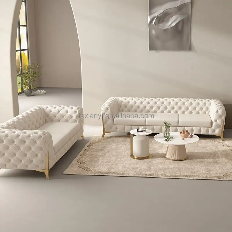 Set Sofa kain mewah, furnitur beludru 1-3 kursi sarang lebah Stainless Steel ruang tamu Sofa untuk rumah Hotel