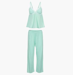 Pyjama pour femmes en viscose et élasthanne tricoté, col en V, respirant, vêtements de nuit décontractés d'été, vêtements de maison classiques ODM, ensemble de pyjamas pour femmes - Product Image 2
