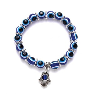 Braccialetto Elastico Fatto a Mano con Perline in Lega di Zinco Occhio Turco <span class=keywords><strong>Blu</strong></span> Portafortuna Gioielli per Donne Regalo per Feste Matrimoni Anniversari - Product Image 1