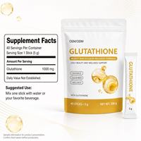 Poudre de L-Glutathion en bâtonnets, marque privée OEM, 40 bâtonnets pour l'éclat quotidien et la santé cellulaire, complément nutritionnel