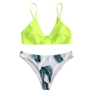 Conjunto de Bikini de Una Pieza con Protección UV para Mujer, Talla Grande, Estampado, Top con Cordones y Logotipo Frontal, Braguita de Tanga, Traje de Baño para Playa - Product Image 2