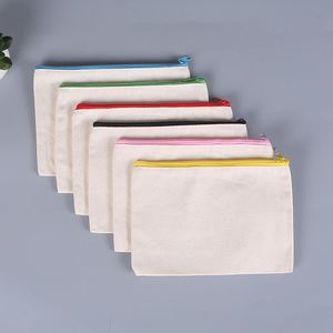 Sacs en toile à fermeture éclair multi-usages pour le voyage, trousse à cosmétiques, pochette vierge pour crayons, personnalisable avec logo, vente en gros, 8,3x5 pouces - Product Image 3