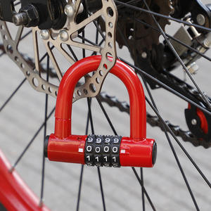 Mini candado en U de aleación de zinc rojo, candado de bicicleta con combinación de 4 dígitos, duradero, antirrobo, para bicicleta eléctrica de montaña - Product Image 3