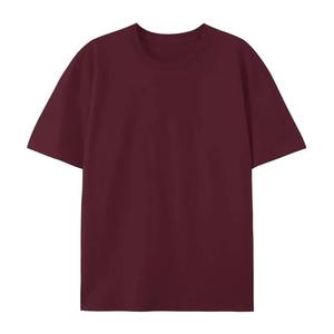 T-shirt à manches courtes tricoté en coton 100% pour hommes, haut à col ample et à la mode, couleur unie, décontracté, 180 grammes-250g - Product Image 6