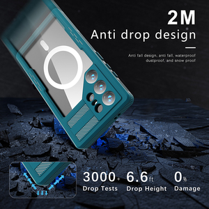 SHELLBOX Black/Lake Blue bars stile Anti-caduta custodia per telefono impermeabile per Samsung Galaxy S24 Ultra con protezione dello schermo integrata - Product Image 3