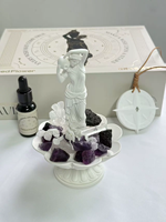 Diffuseur d'arômes en pierre de cristal Creative Goddess Fountain, diffuseur de parfum sans flamme, coffret cadeau d'huiles essentielles, ornement énergétique